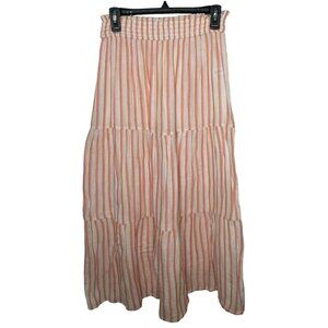 Marine Layer White Pink Stripe Double Layer Smocked Corrine Maxi Skirt